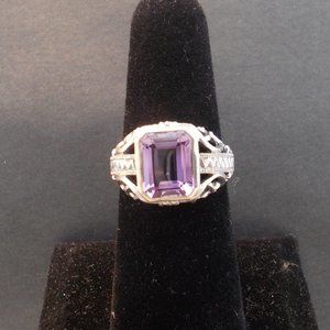 Art Deco Amethyst & Sterling Silver Ring